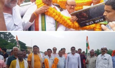 महाबोधी कॉलेज बेलागंज के पास कांग्रेस प्रदेश अध्यक्ष डॉ अखिलेश प्रसाद सिंह, तारिक अनवर एवम् शकील अहमद खान का भव्य स्वागत