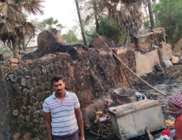 बजीरगंज के पाले गांव में एक घर में लगी आग, 2 लाख की संपत्ति जलकर राख