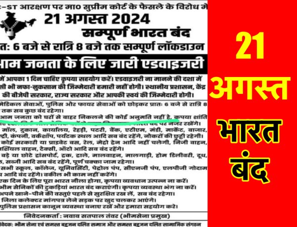 कल भारत बंद, कई राजनीतिक दलों ने किया समर्थन, बंद को लेकर एडवाइजरी जारी