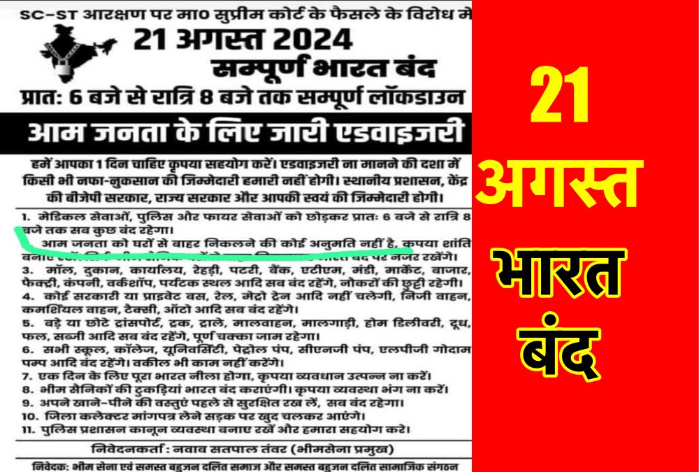 कल भारत बंद, कई राजनीतिक दलों ने किया समर्थन, बंद को लेकर एडवाइजरी जारी