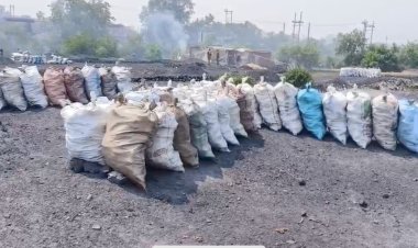 बोरियों में भरकर की जा रही कोयले की चोरी, छापेमारी में कई टन अवैध कोयला  जब्त