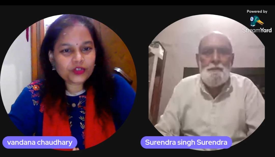 शब्दवीणा की साहित्यिक भेंटवार्ता "सत्यम् शिवम् सुंदरम्" में कवि सुरेन्द्र सिंह सुरेन्द्र की ओजमयी रचनाएँ सुन दर्शक हुए मंत्रमुग्ध